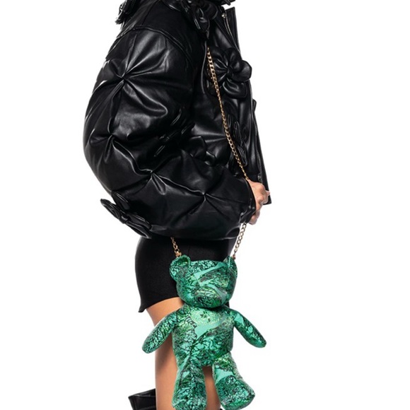 Green Teddy Bear Shoulder Bag - Picture 2 of 4